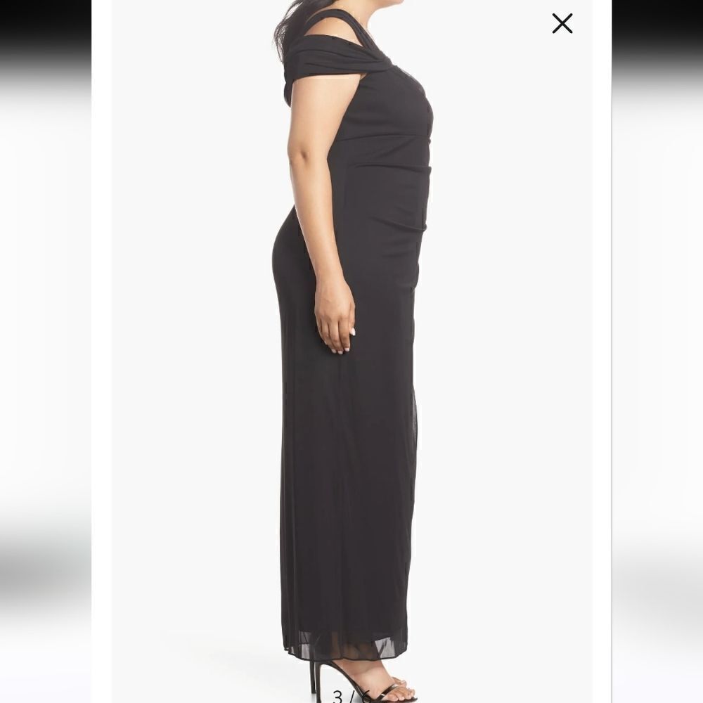 Alex Evenings Cold Shoulder Ruffle Gown  NWT Size 4P - Picture 3 of 10